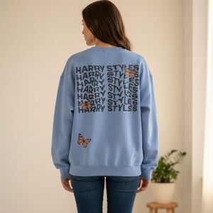 HARRY STYLES‎ BLUE UNISEX SWEATSHIRT BUTTERFLY TOUR MERCH HARRY’s HOUSE CONCERT